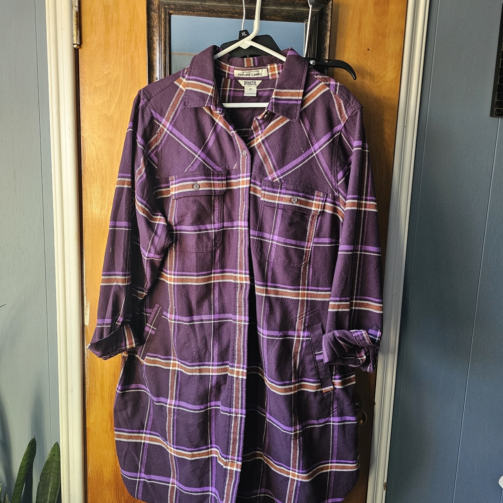 Duluth Purple Plaid Women's Flannel Knee Lenght